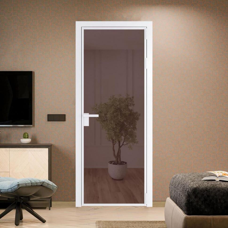 Межкомнатная дверь ProfilDoors 1 AG стекло Золотистая бронза цвет профиля Вайт