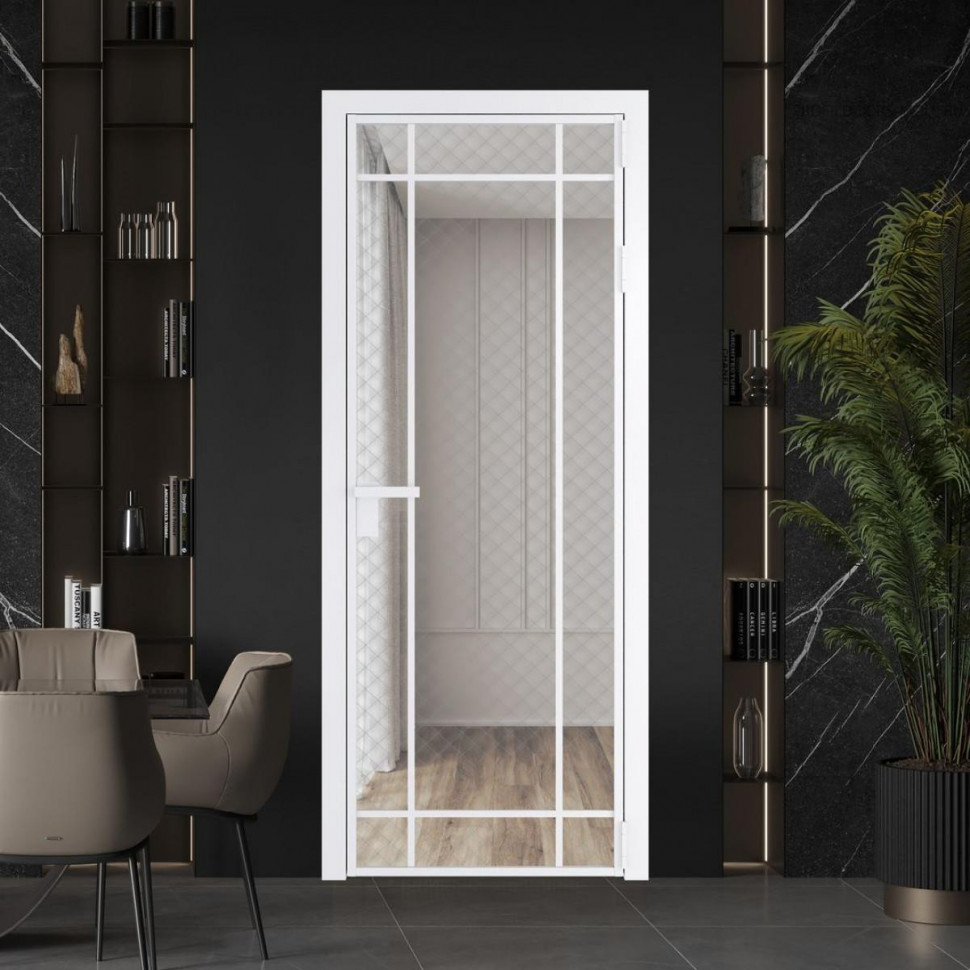 Межкомнатная дверь ProfilDoors 5 AG стекло Ромб серебро цвет профиля Вайт