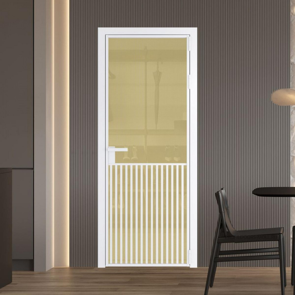 Межкомнатная дверь ProfilDoors 15 AG стекло Кризет золото цвет профиля Вайт