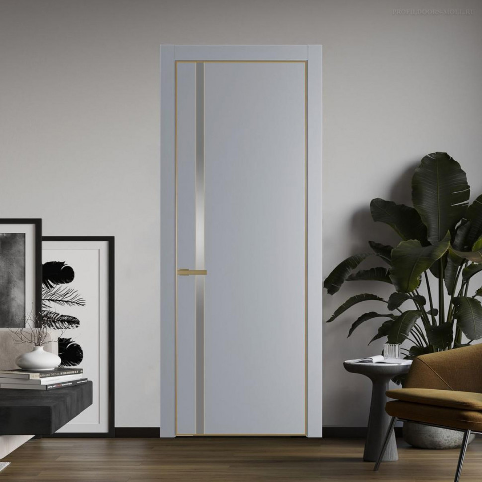 Межкомнатная дверь ProfilDoors 21 PA Смоки с профилем Золото с стеклом серебро матлак