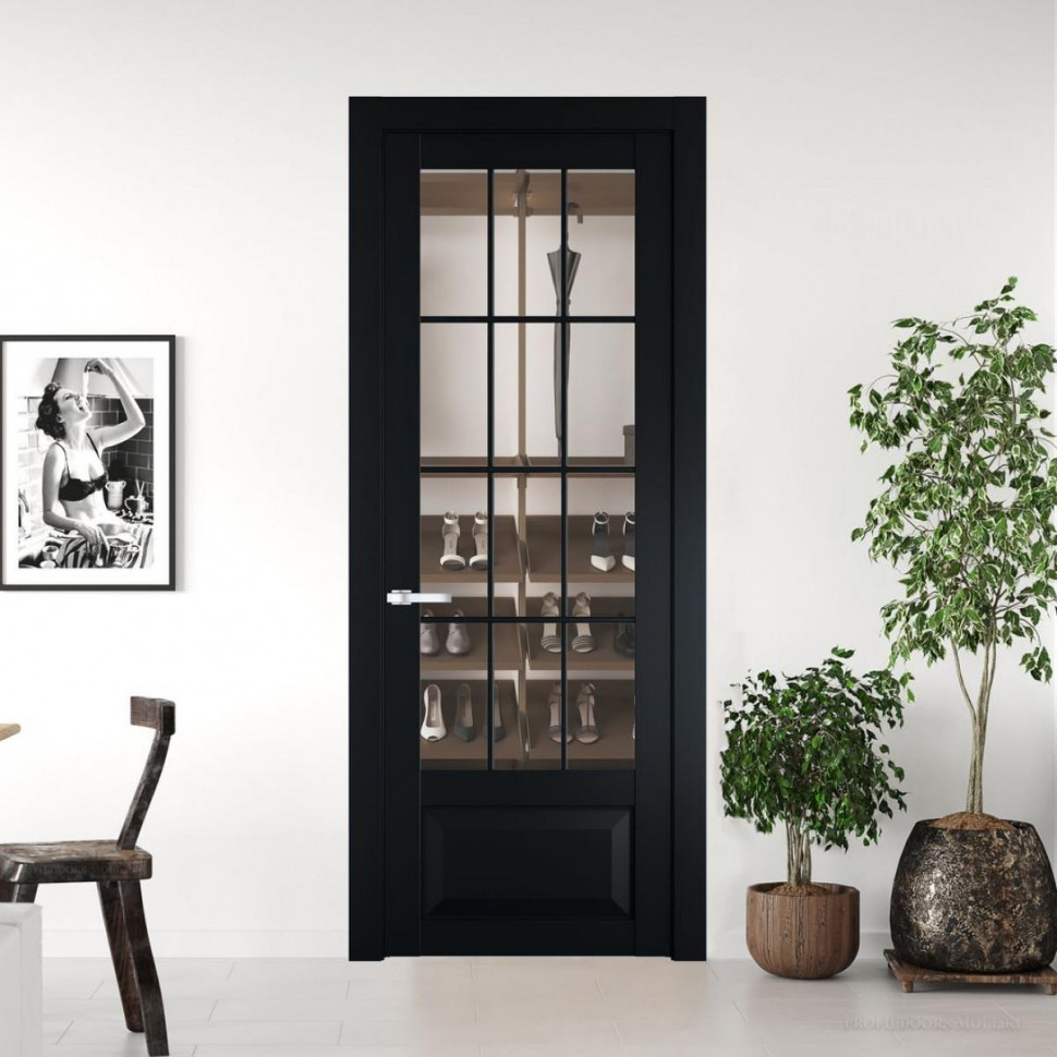 Межкомнатная дверь ProfilDoors 1.2.2 (р.12) PD цвет Блэк вставка Прозрачное