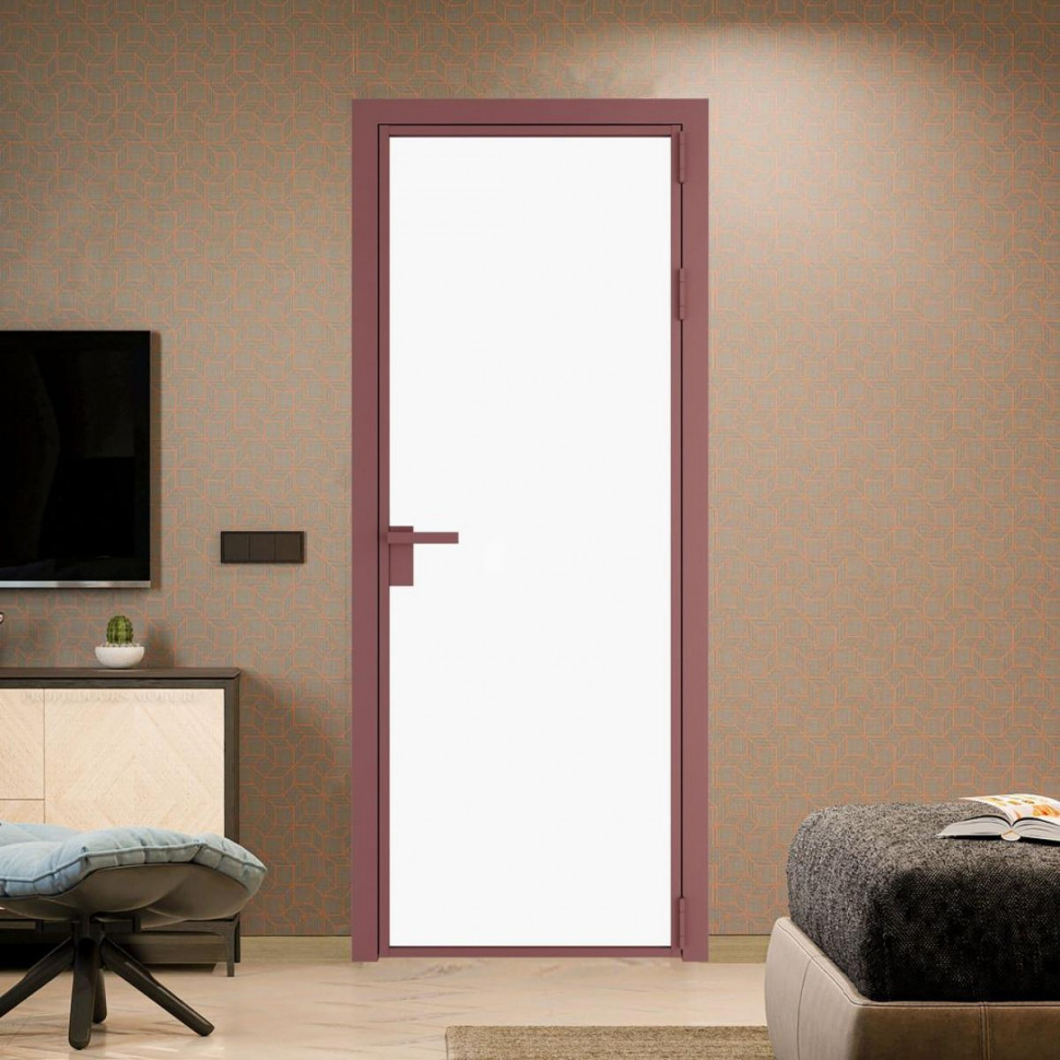 Межкомнатная дверь ProfilDoors 1 AG стекло Монохром белый просветленный триплекс цвет профиля Красный антрацит
