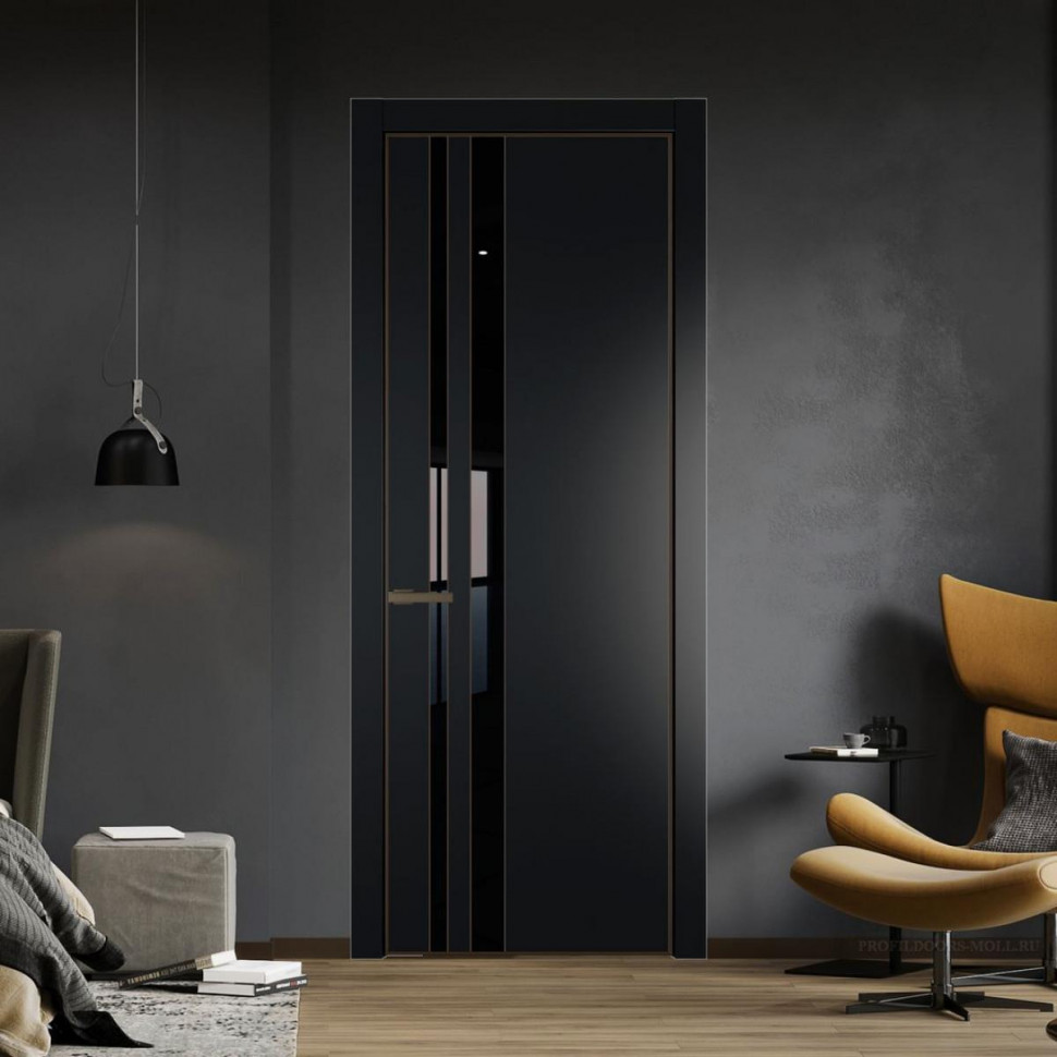 Межкомнатная дверь ProfilDoors 20 PA Блэк с профилем Деорэ с стеклом Lacobel Черный лак