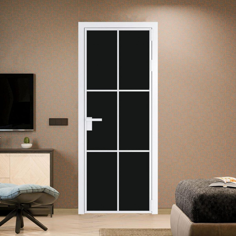 Межкомнатная дверь ProfilDoors 3 AG стекло Монохром черный триплекс цвет профиля Вайт