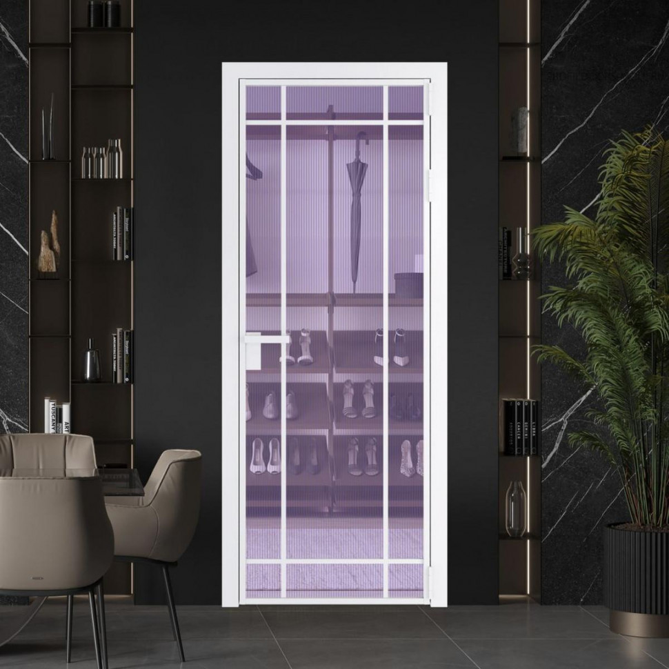 Межкомнатная дверь ProfilDoors 5 AG стекло Мору фиолетовое цвет профиля Вайт