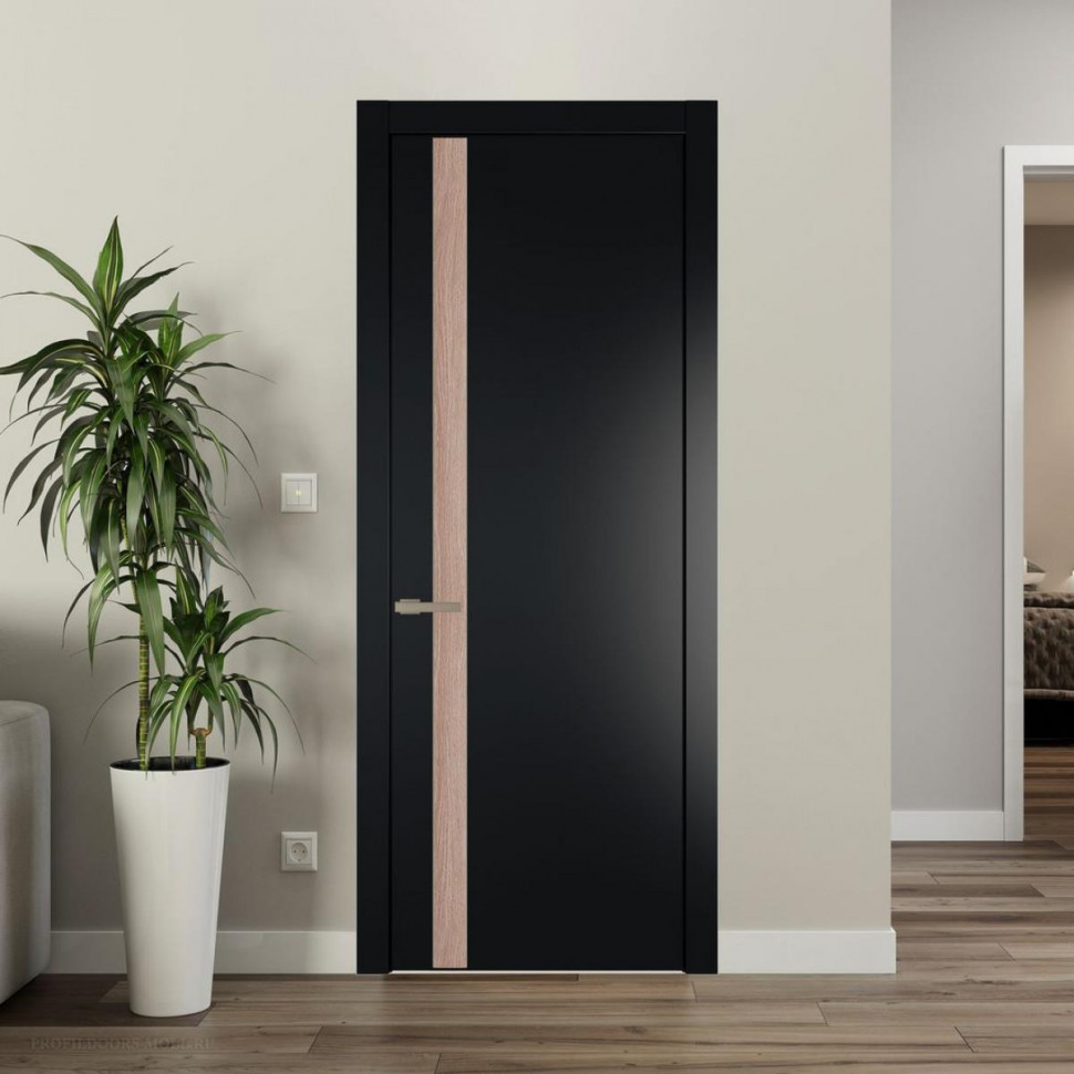 Межкомнатная дверь ProfilDoors 18 PW Блэк Дуб Сонома молдинг Никель матовый