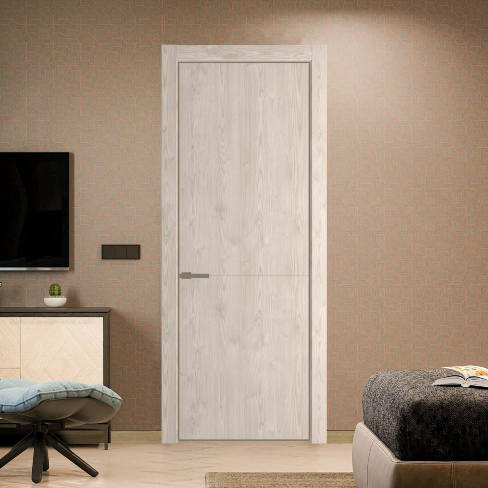 Межкомнатная дверь ProfilDoors 16 NE Каштан светлый с кромкой Шампань и алюминиевым молдингом