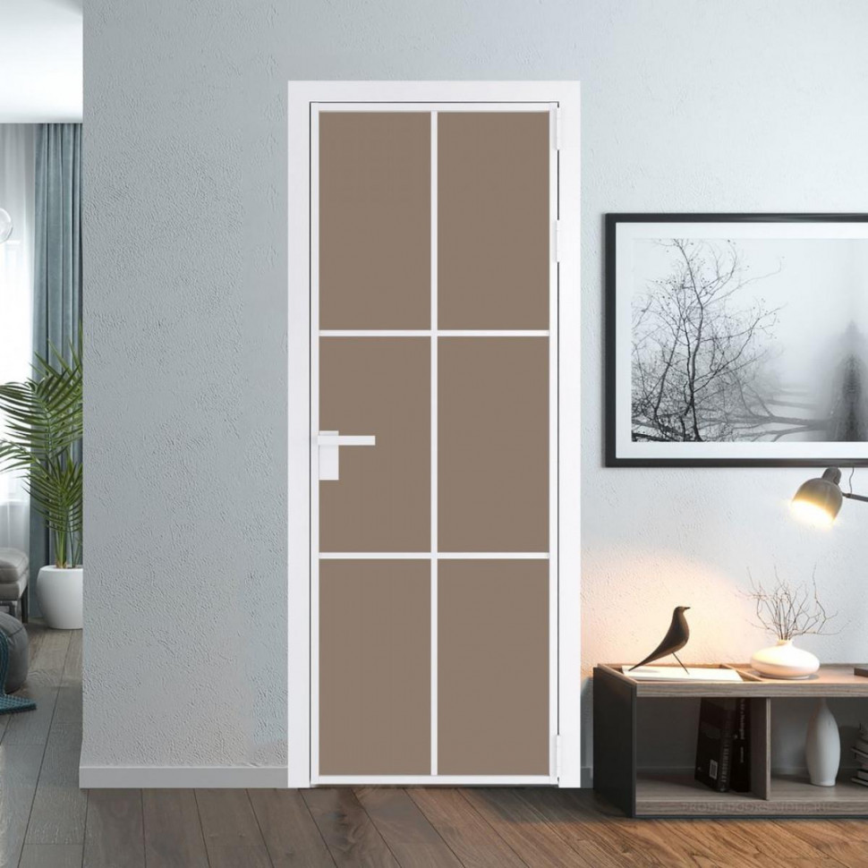 Межкомнатная дверь ProfilDoors 3 AG стекло Монохром капучино триплекс цвет профиля Вайт