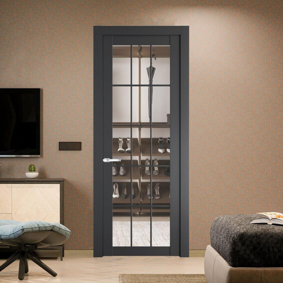 Межкомнатная дверь ProfilDoors 1.1.2 (р.15) PD цвет Графит вставка Прозрачное