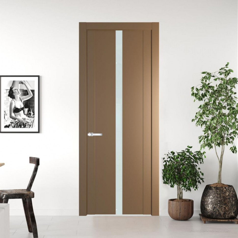 Межкомнатная дверь ProfilDoors 1.8P Перламутр золото Lacobel Белый лак молдинг Серебро