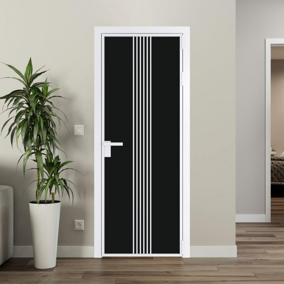 Межкомнатная дверь ProfilDoors 18 AG стекло Монохром черный триплекс цвет профиля Вайт