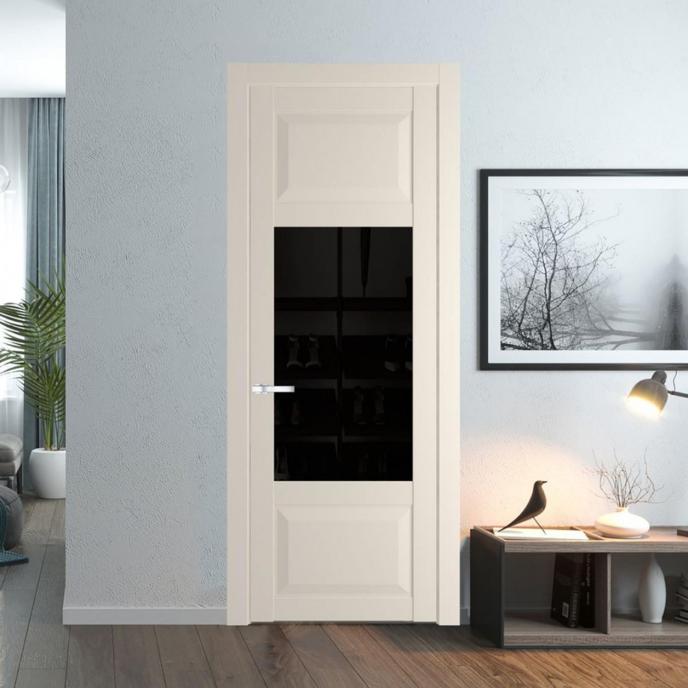 Межкомнатная дверь ProfilDoors 1.3.3 PD цвет Кремовая Магнолия вставка Черное тонированное