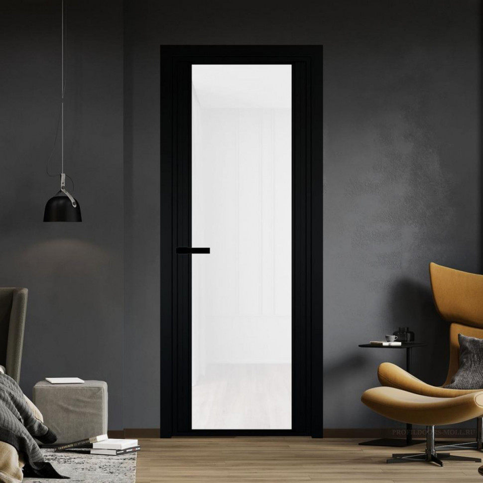 Межкомнатная дверь ProfilDoors 2 AGP Триплекс белый профиль Черный матовый