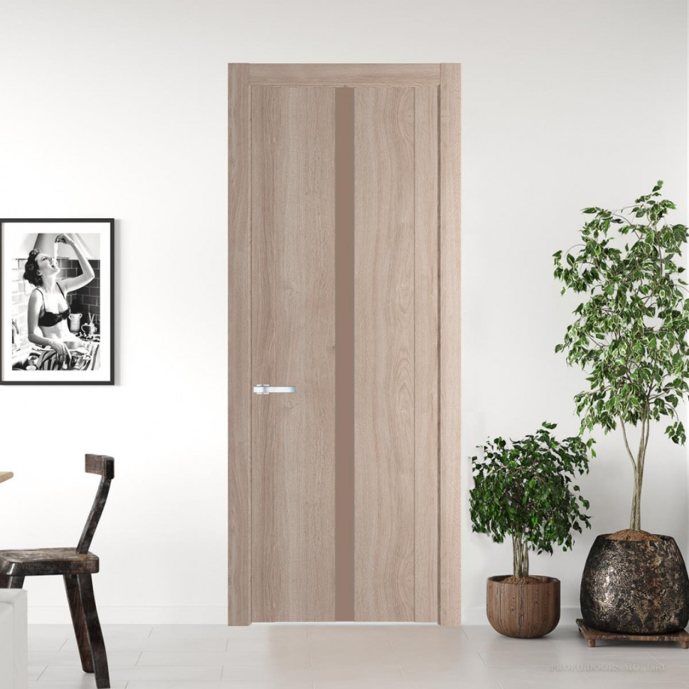 Межкомнатная дверь ProfilDoors 1.8 N Дуб Сонома с вставкой стекла монохром капучино