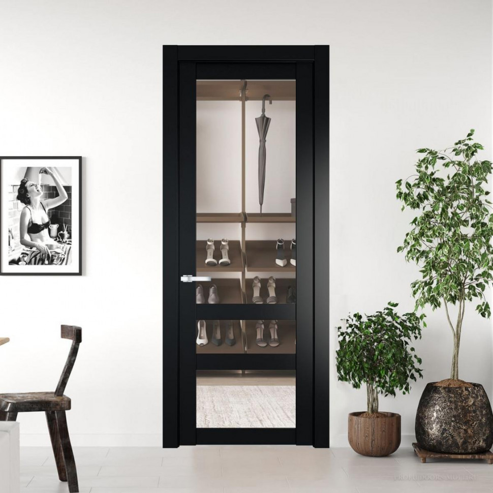 Межкомнатная дверь ProfilDoors 2.5.2 PD цвет Блэк вставка Прозрачное