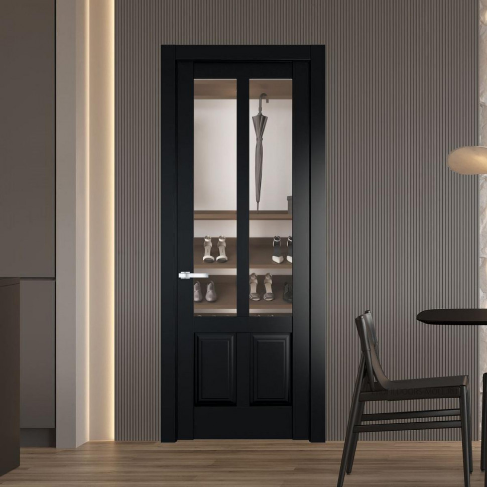 Межкомнатная дверь ProfilDoors 4.8.2 PD цвет Блэк вставка Прозрачное