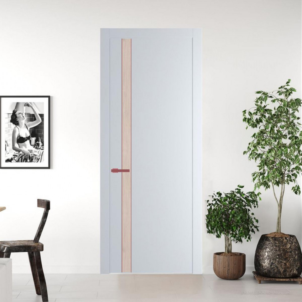 Межкомнатная дверь ProfilDoors 18 PW Вайт Каштан светлый молдинг Красный антрацит