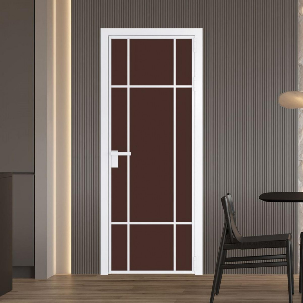 Межкомнатная дверь ProfilDoors 8 AG стекло Монохром шоколад триплекс цвет профиля Вайт