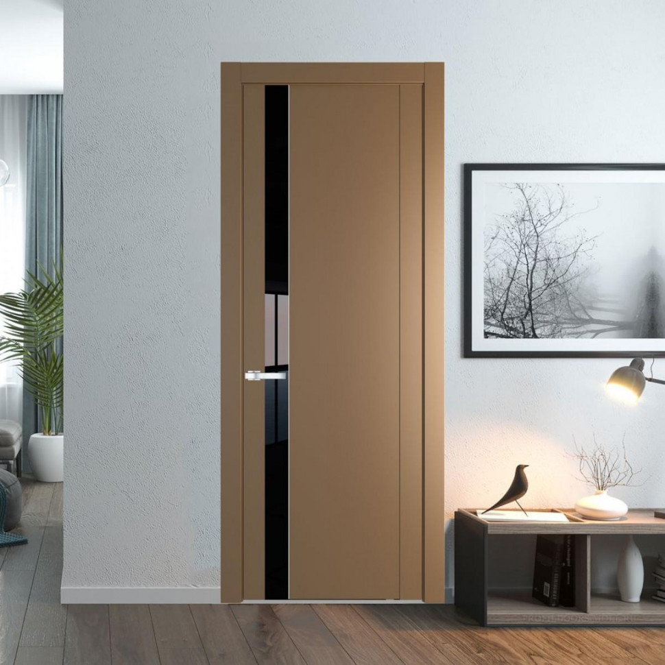 Межкомнатная дверь ProfilDoors 1.2P Перламутр золото Lacobel Черный лак молдинг Серебро