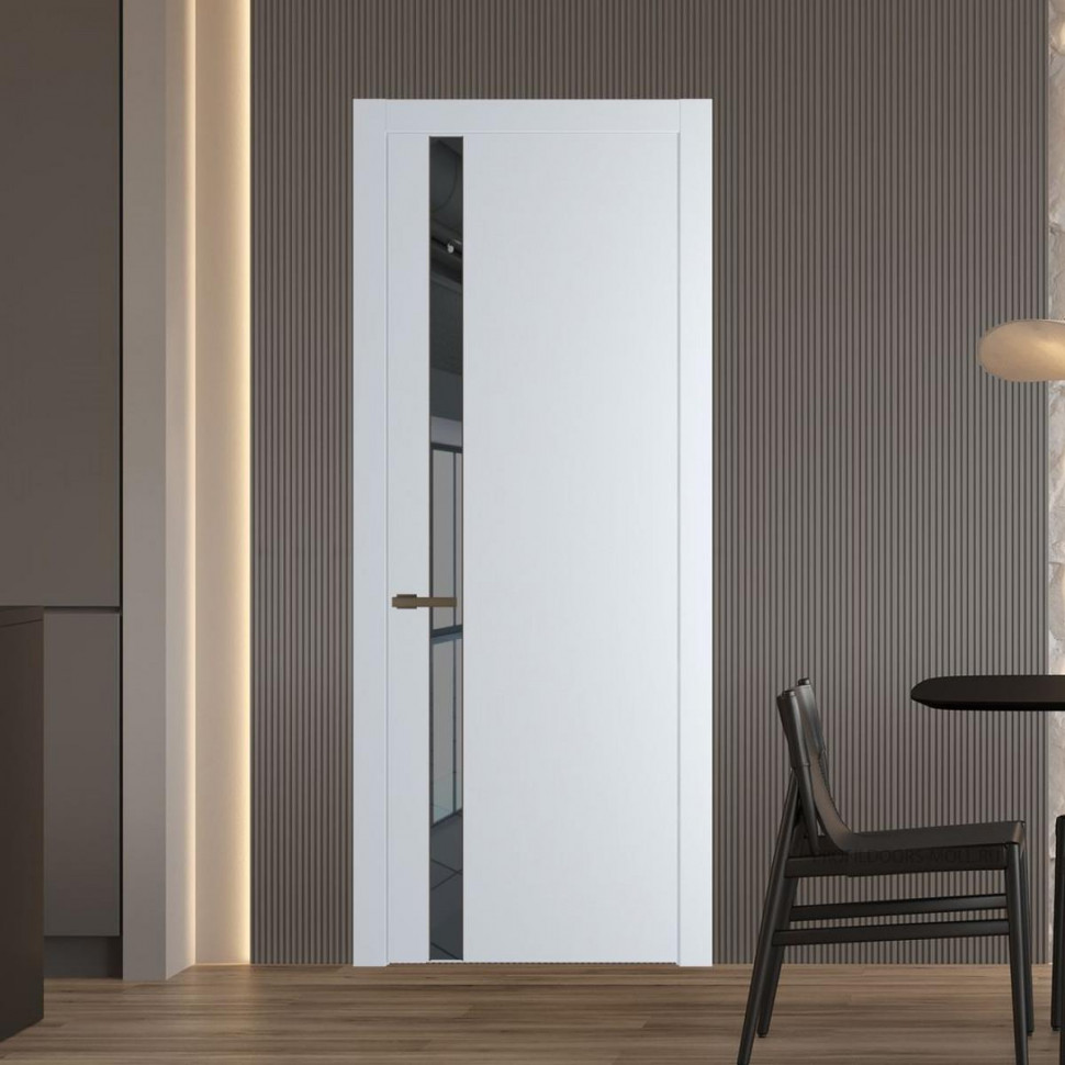 Межкомнатная дверь ProfilDoors 18 PW Вайт Зеркало Grey молдинг Деорэ