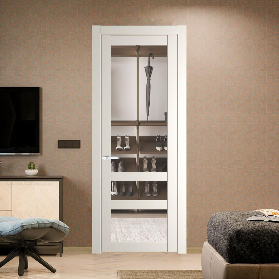 Межкомнатная дверь ProfilDoors 2.5.2 PD цвет Перламутр белый вставка Прозрачное