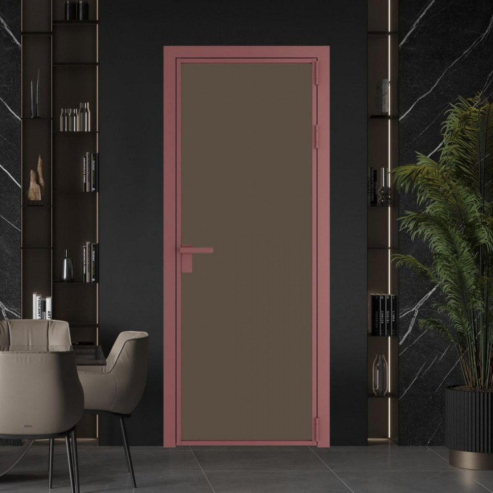 Межкомнатная дверь ProfilDoors 1 AG стекло Монохром гляссе триплекс цвет профиля Красный антрацит