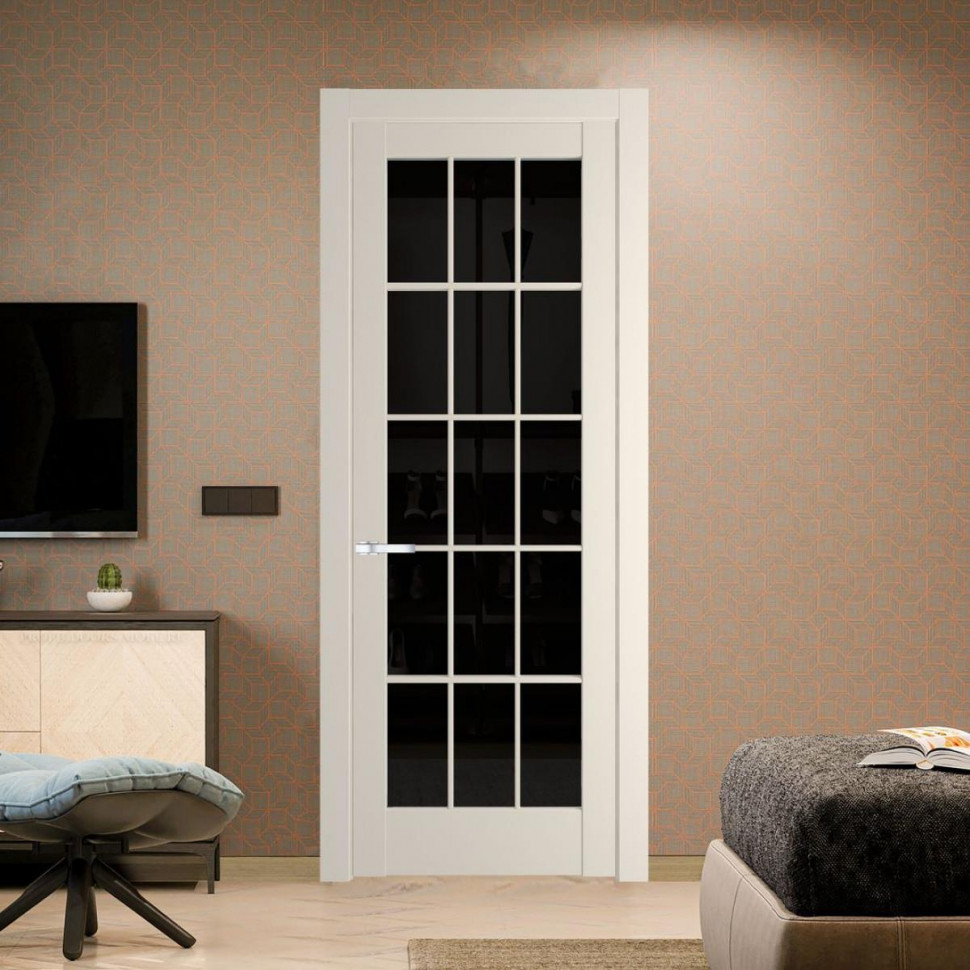 Межкомнатная дверь ProfilDoors 3.1.2 (р.15) PD цвет Кремовая Магнолия вставка Черное тонированное