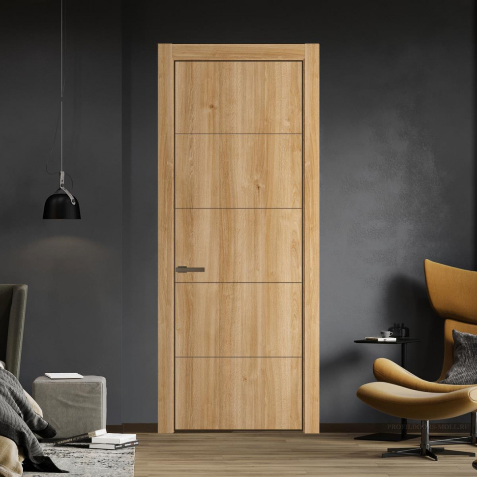 Межкомнатная дверь ProfilDoors 15NA Дуб Карамель профиль Деорэ вставка Глухая