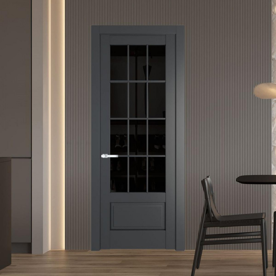 Межкомнатная дверь ProfilDoors 3.2.2 (р.12) PD цвет Графит вставка Черное тонированное