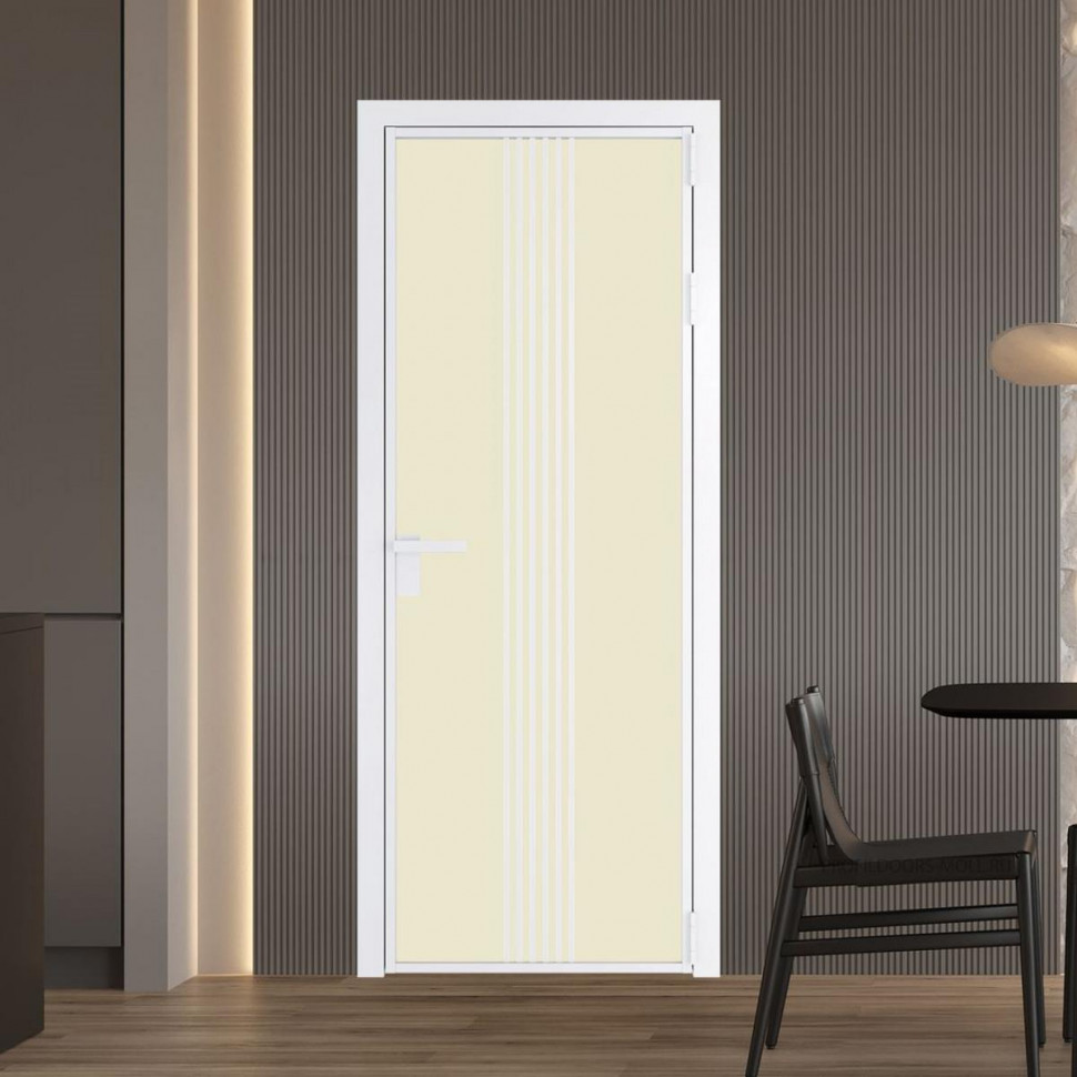Межкомнатная дверь ProfilDoors 18 AG стекло Монохром жемчуг триплекс цвет профиля Вайт