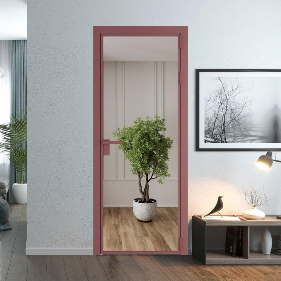 Межкомнатная дверь ProfilDoors 1 AG стекло Зеркало цвет профиля Красный антрацит