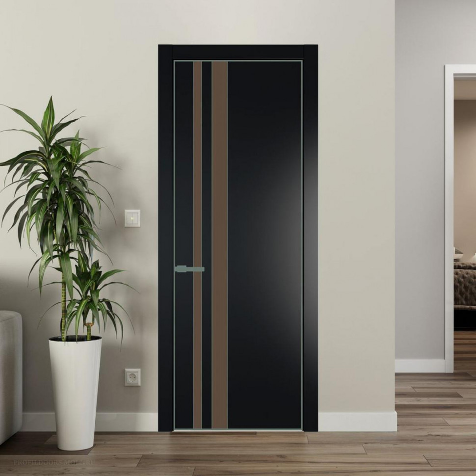 Межкомнатная дверь ProfilDoors 20 PA Блэк с профилем Зеленый воск с стеклом  монохром гляссе