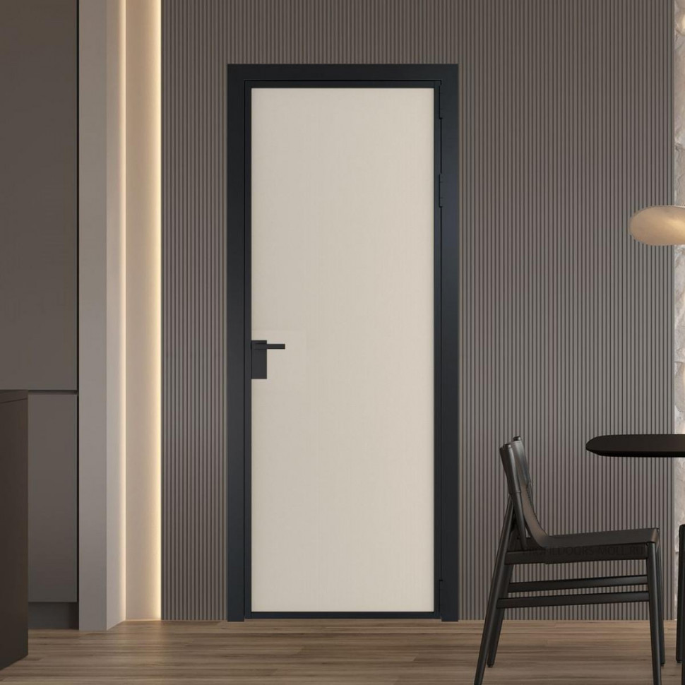 Межкомнатная дверь ProfilDoors 1 AP цвет Перламутр белый элегант профиль Черный матовый