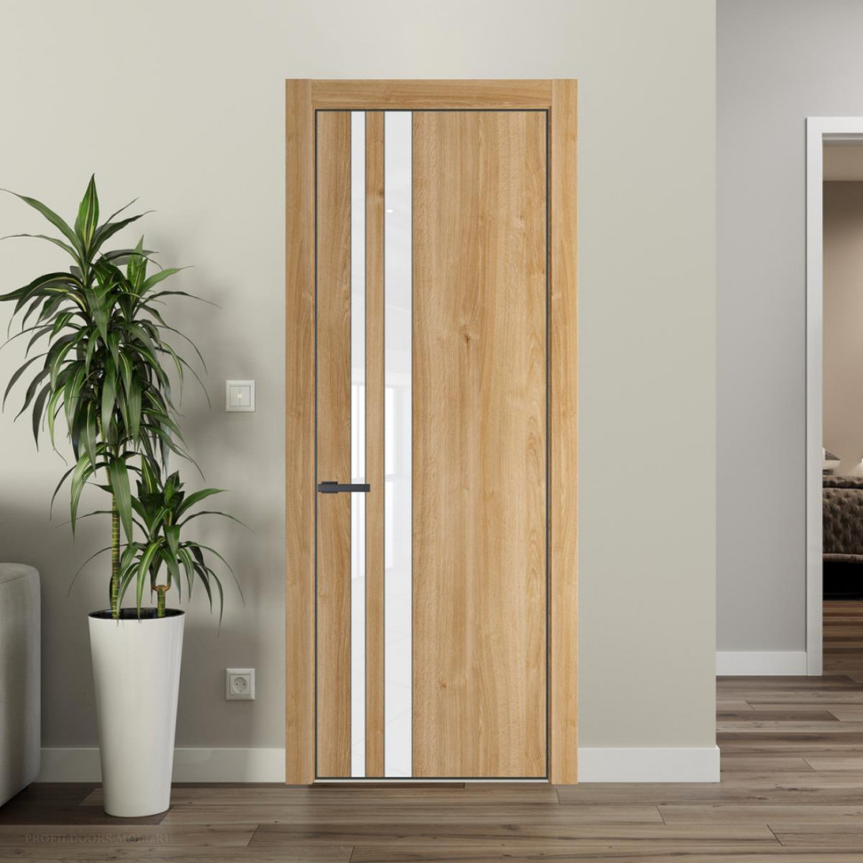 Межкомнатная дверь ProfilDoors 20NA Дуб Карамель профиль Серая Ночь вставка Лак классик