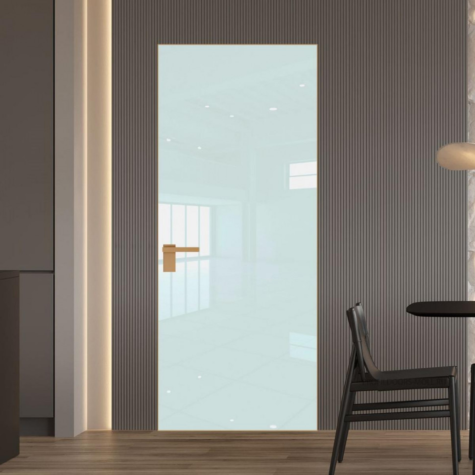 Межкомнатная дверь ProfilDoors 1 AGK цвет Lacobel Белый лак кромка Золото