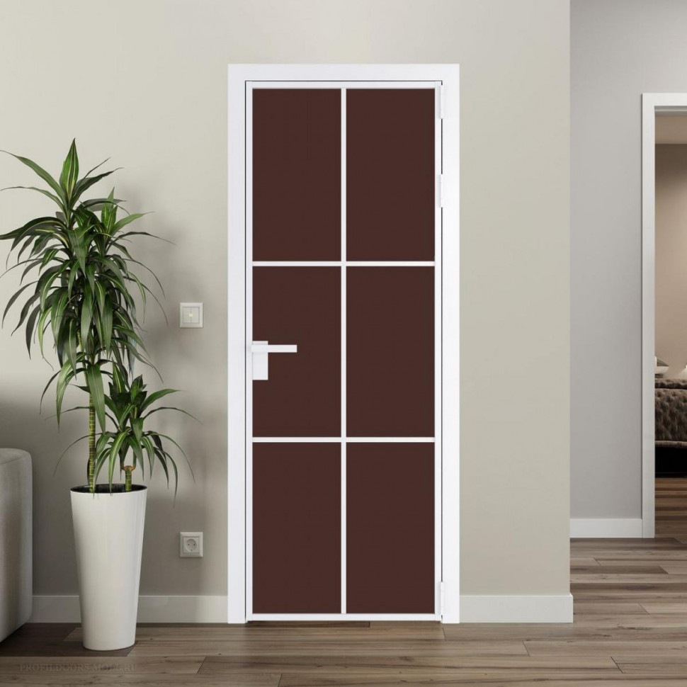 Межкомнатная дверь ProfilDoors 3 AG стекло Монохром шоколад триплекс цвет профиля Вайт