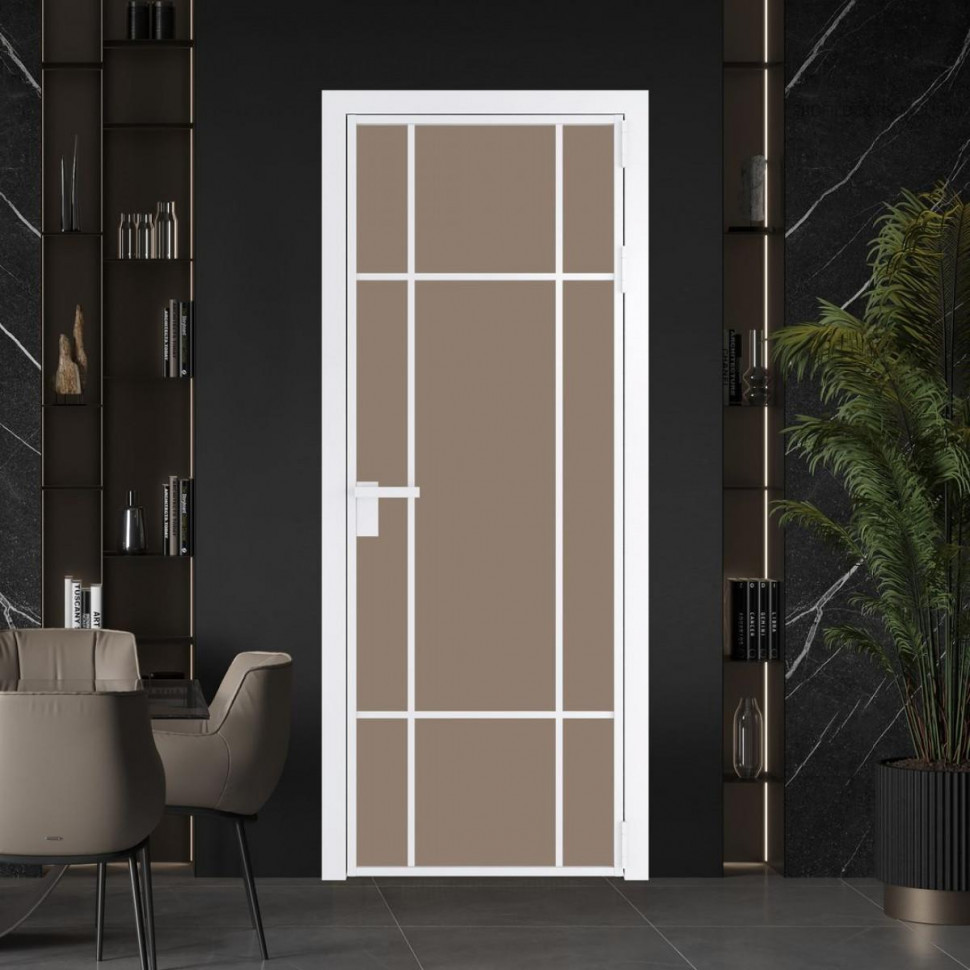 Межкомнатная дверь ProfilDoors 8 AG стекло Монохром капучино триплекс цвет профиля Вайт