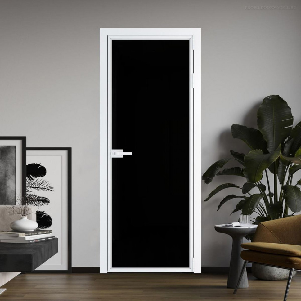 Межкомнатная дверь ProfilDoors 1 AX Триплекс черный профиль Вайт