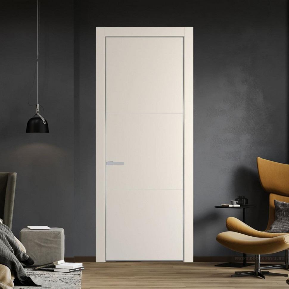 Межкомнатная дверь ProfilDoors 13 PA Кремовая Магнолия с профилем Серебро