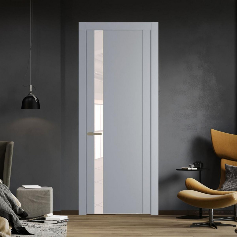 Межкомнатная дверь ProfilDoors 1.2P Смоки Lacobel Перламутровый лак молдинг Шампань