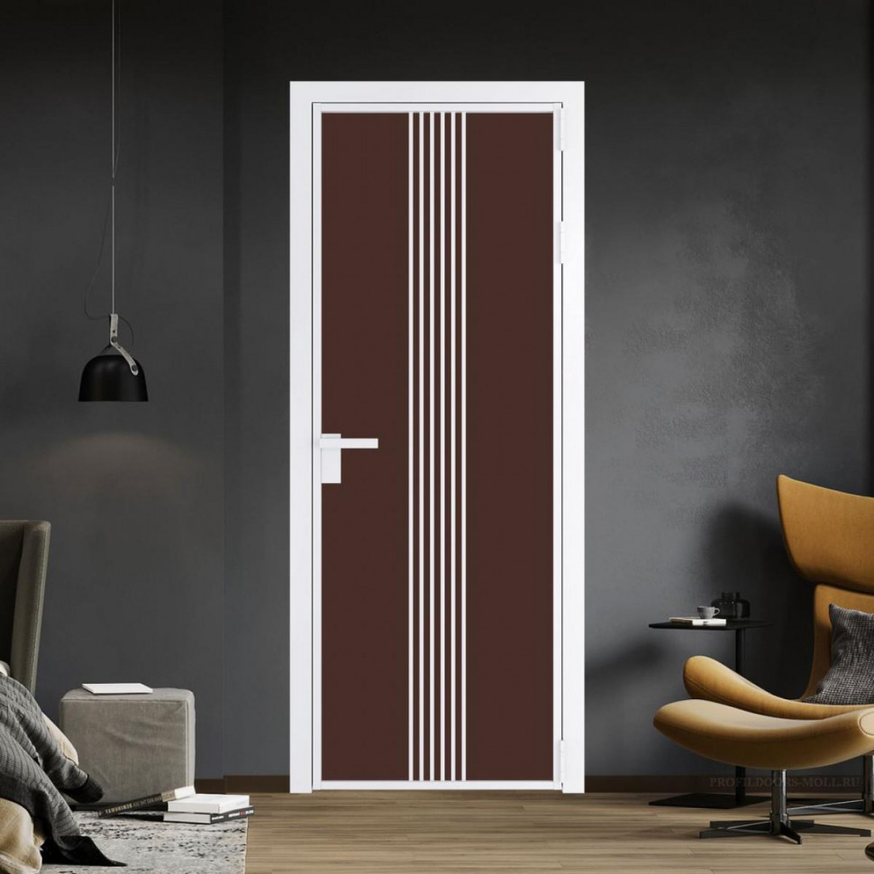 Межкомнатная дверь ProfilDoors 18 AG стекло Монохром шоколад триплекс цвет профиля Вайт
