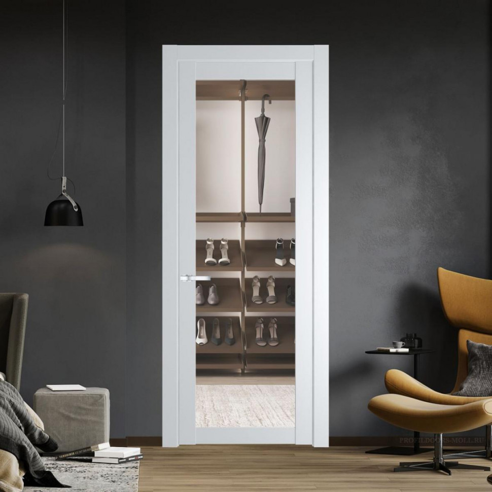 Межкомнатная дверь ProfilDoors 2.1.2 PD цвет Крем Вайт вставка Прозрачное
