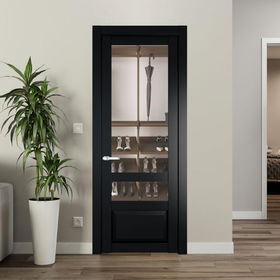 Межкомнатная дверь ProfilDoors 2.5.4 PD цвет Блэк вставка Прозрачное