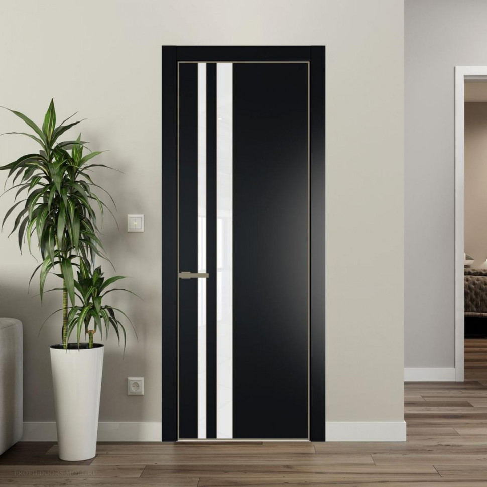Межкомнатная дверь ProfilDoors 20 PA Блэк с профилем Шампань с стеклом лак классик