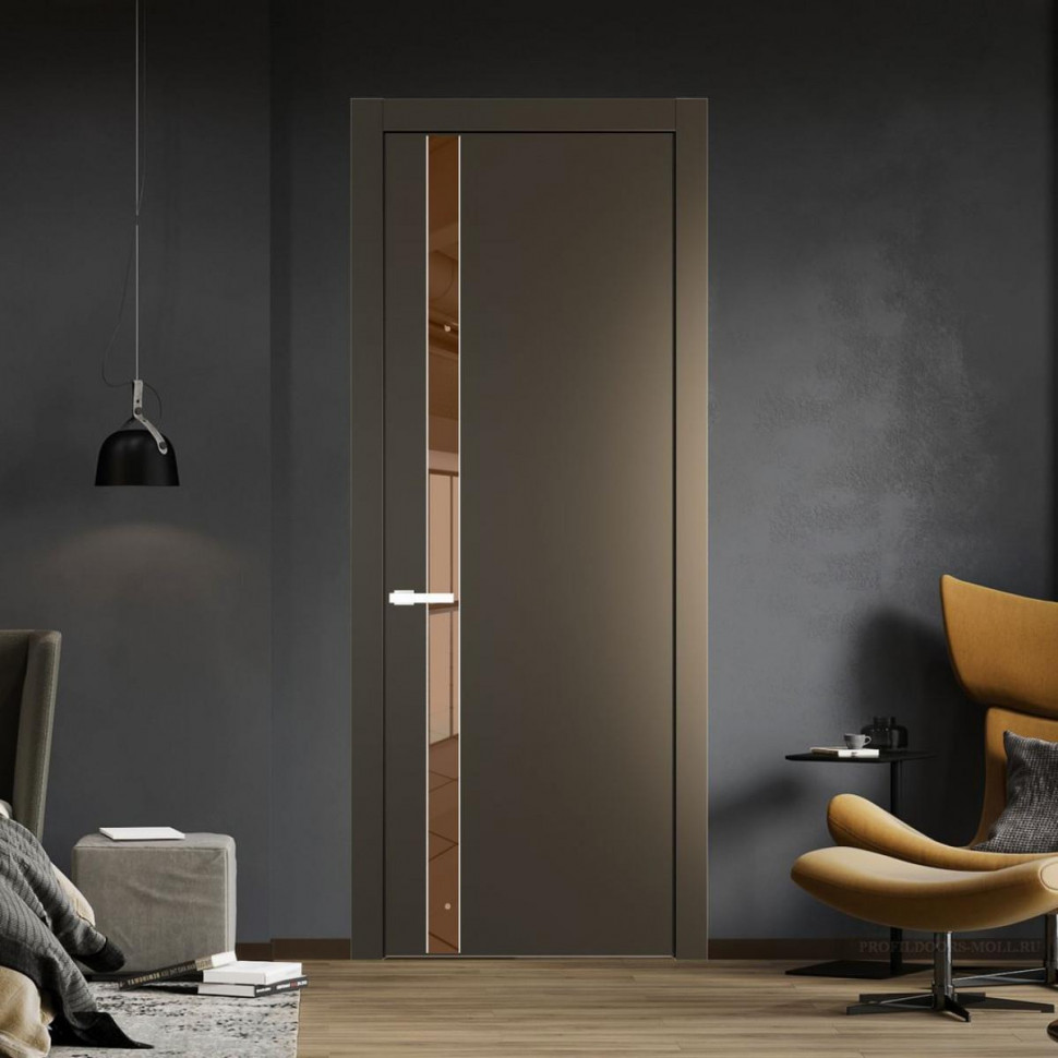 Межкомнатная дверь ProfilDoors 18 PW Перламутр бронза Зеркало Bronza молдинг Вайт
