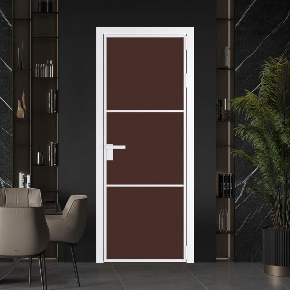 Межкомнатная дверь ProfilDoors 13 AG стекло Монохром шоколад триплекс цвет профиля Вайт