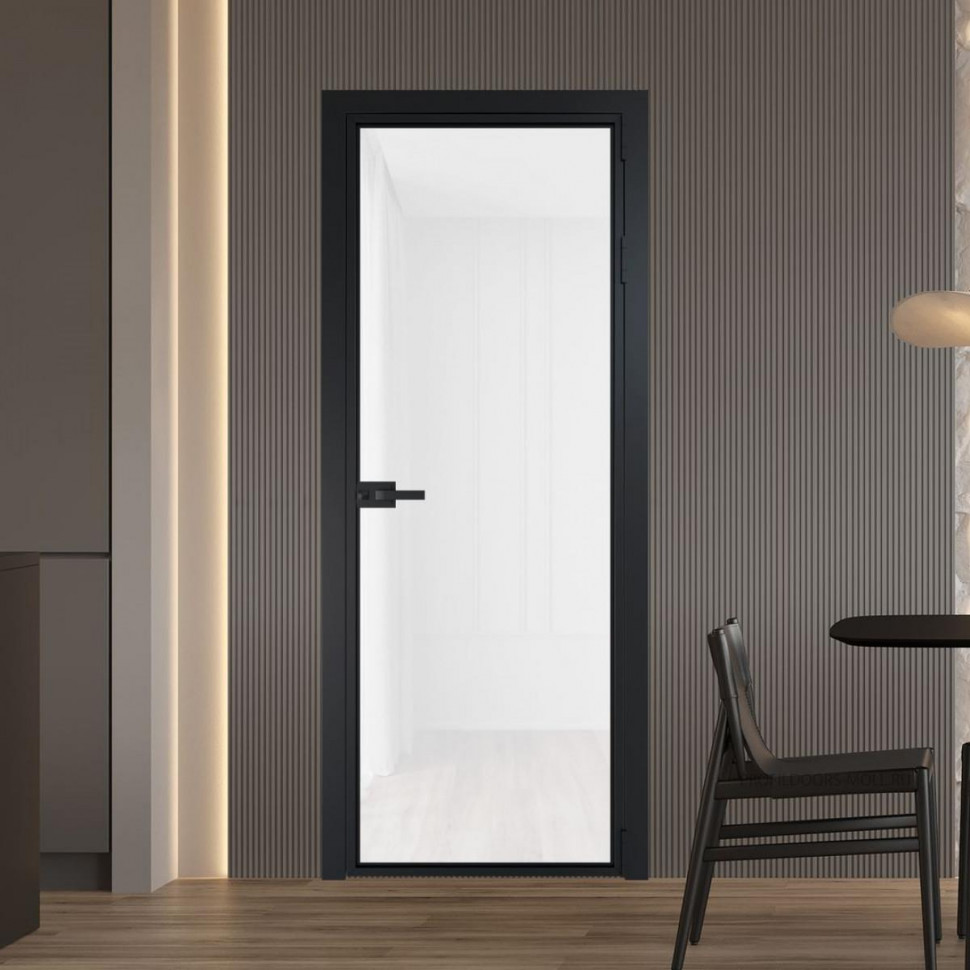 Межкомнатная дверь ProfilDoors 1 AX Триплекс белый профиль Черный матовый