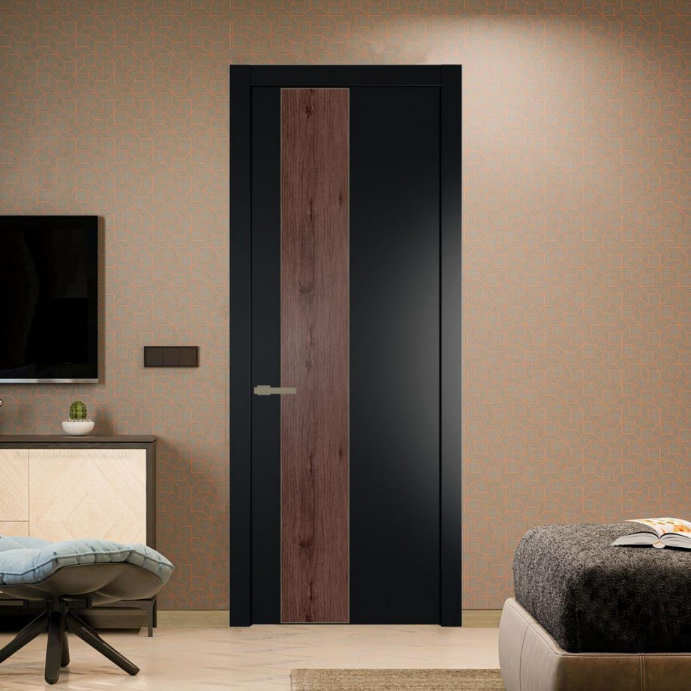Межкомнатная дверь ProfilDoors 19 PW Блэк Дуб Тобакко молдинг Шампань
