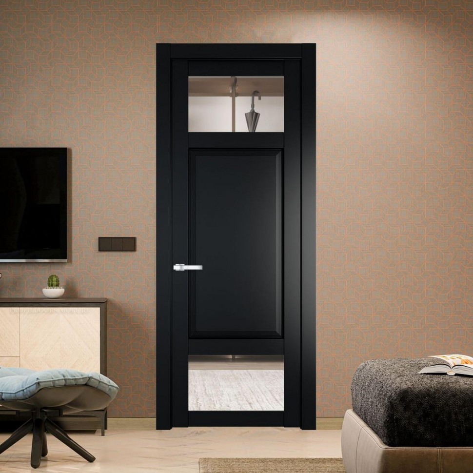 Межкомнатная дверь ProfilDoors 2.3.4 PD цвет Блэк вставка Прозрачное