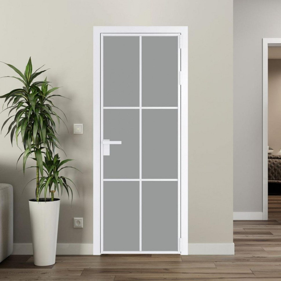 Межкомнатная дверь ProfilDoors 3 AG стекло Монохром серый триплекс цвет профиля Вайт